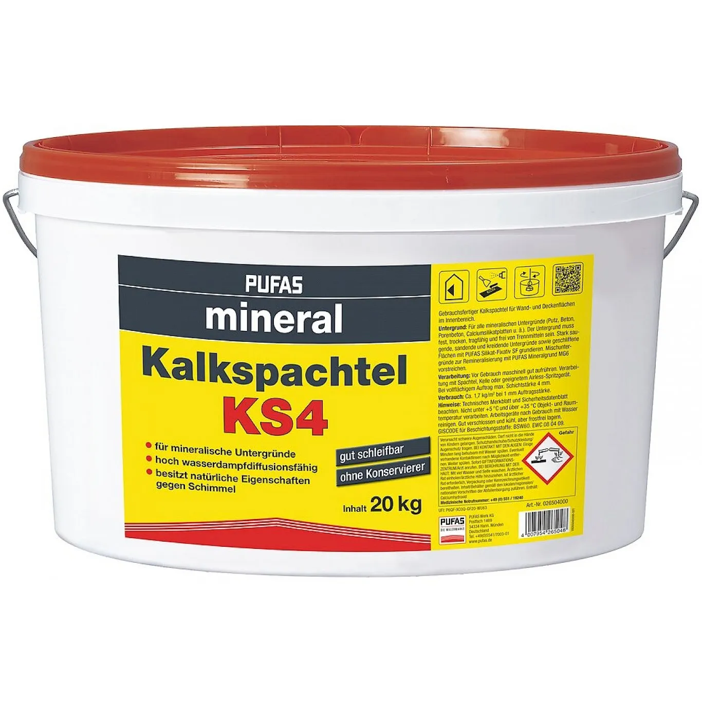 Pufas Kalkspachtel KS4 technische Information